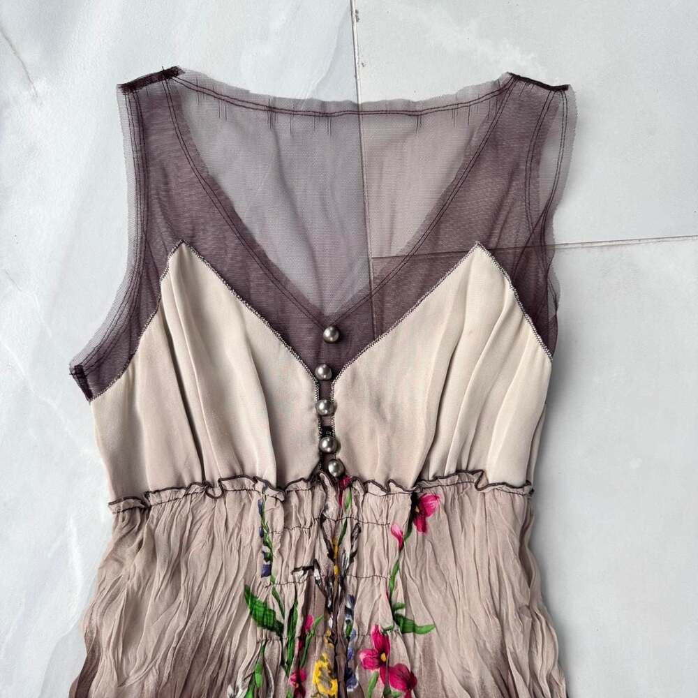 BCBGMAXAZRIA Silk Floral Boho Crinkle Dress - Picture 4 of 8